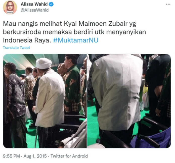 Alissa Wahid Kenang Momen Patriotik Mbah Moen di Muktamar NU Jombang