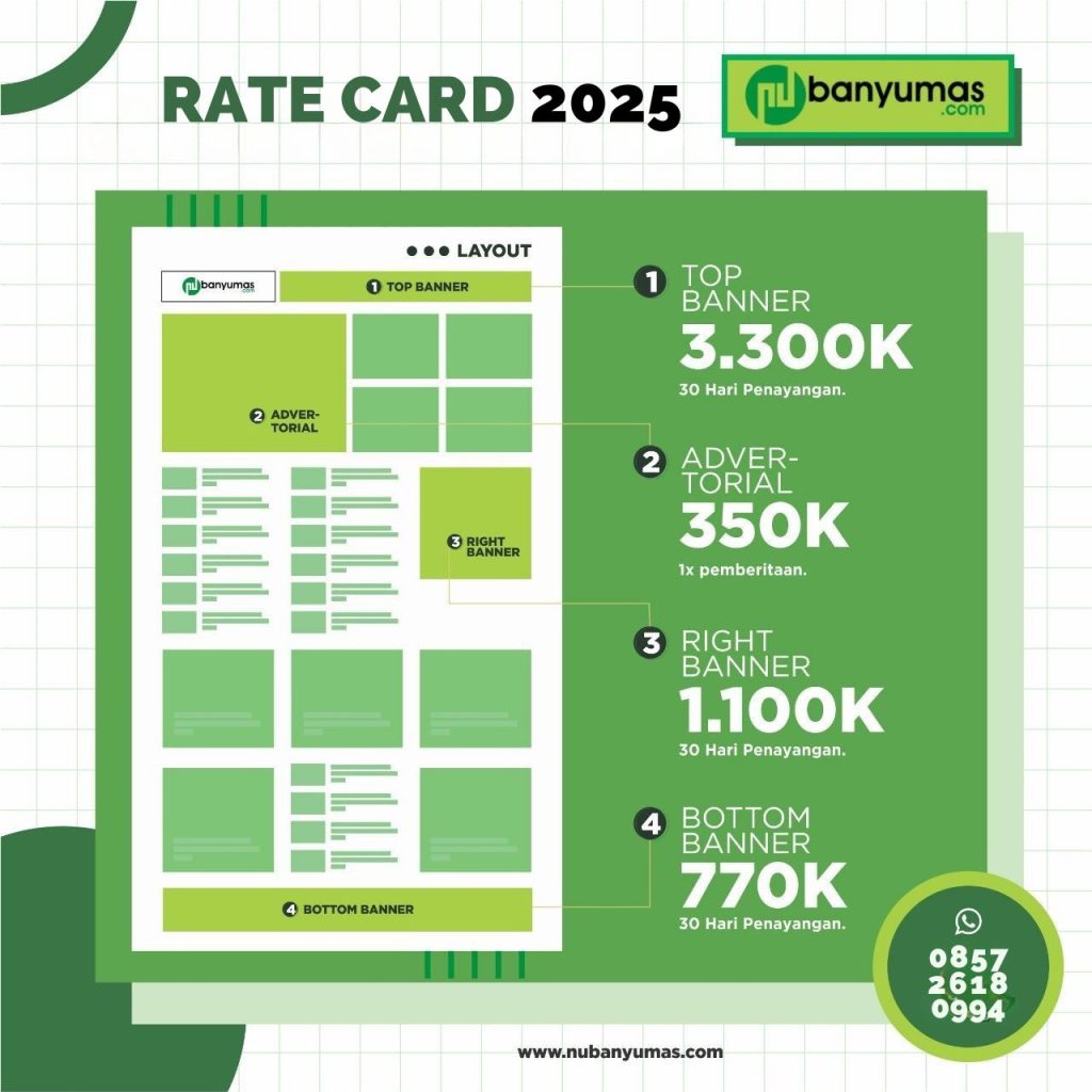 Iklan RATE CARD NU Banyumas 2025 - NU Online Banyumas