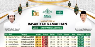 Jadwal Imsakiyah Ramadhan 1447 H / 2026 M Wilayah Kebumen dan Sekitarnya