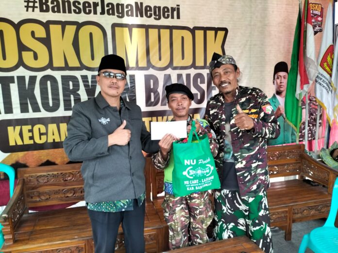NU Banyumas Kunjungi Posko Mudik Banser, Salurkan Sembako dan Logistik untuk Petugas