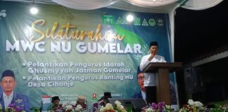 Halal Bihalal MWC NU Gumelar Jadi Momentum Pelantikan Pengurus Ranting dan Idaroh Ghusniyah JATMAN